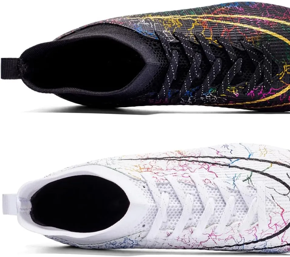 Mens High-Top Soccer Cleats for Training: Breathable Soccer Boots for Professional - Non Slip Football Shoes for Youth