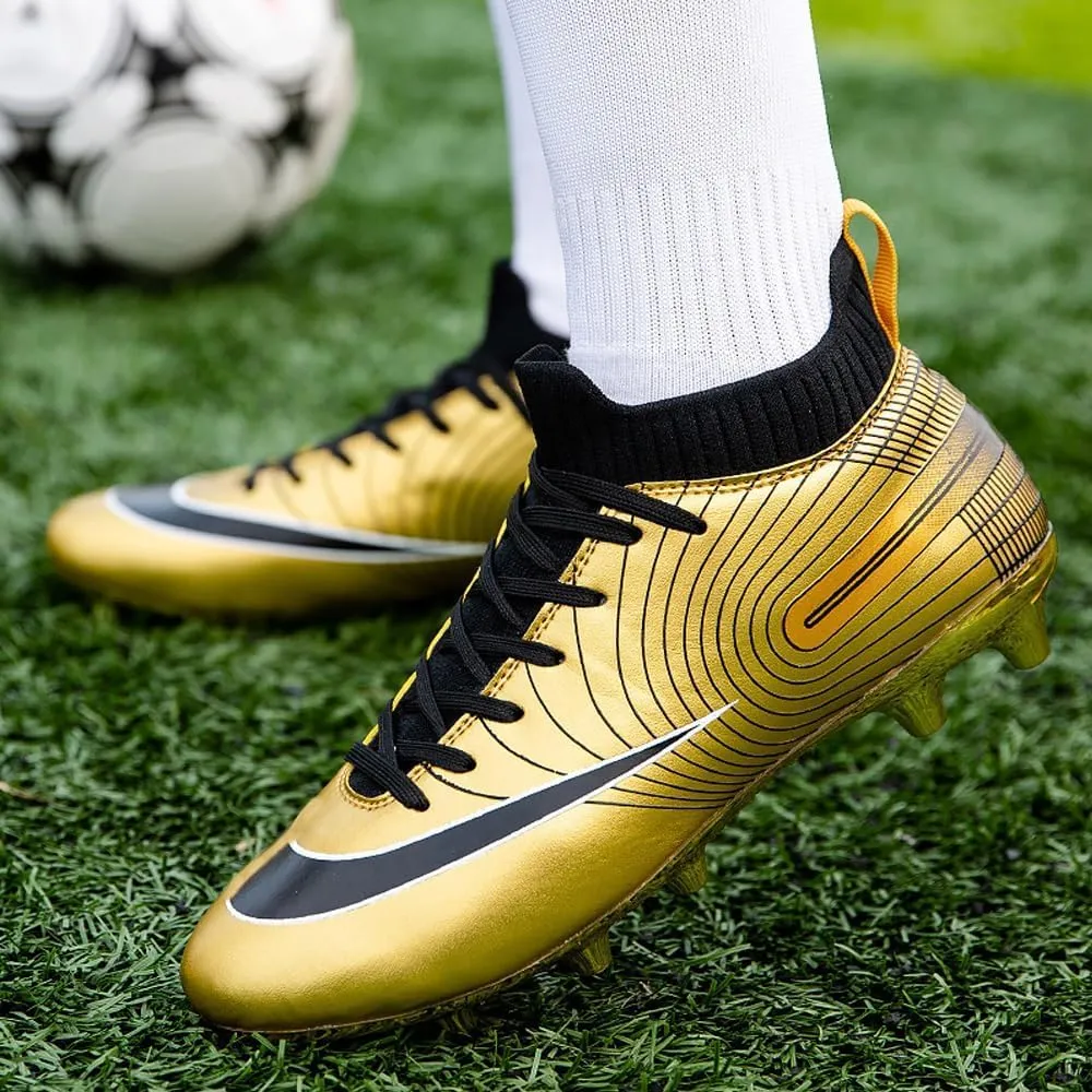 Mens High-Top Soccer Cleats for Training: Breathable Soccer Boots for Professional - Non Slip Football Shoes for Youth