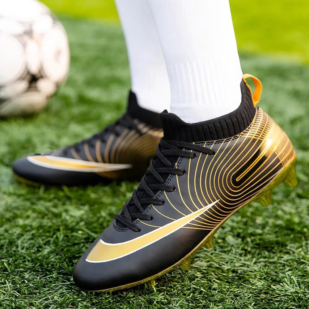 Mens High-Top Soccer Cleats for Training: Breathable Soccer Boots for Professional - Non Slip Football Shoes for Youth