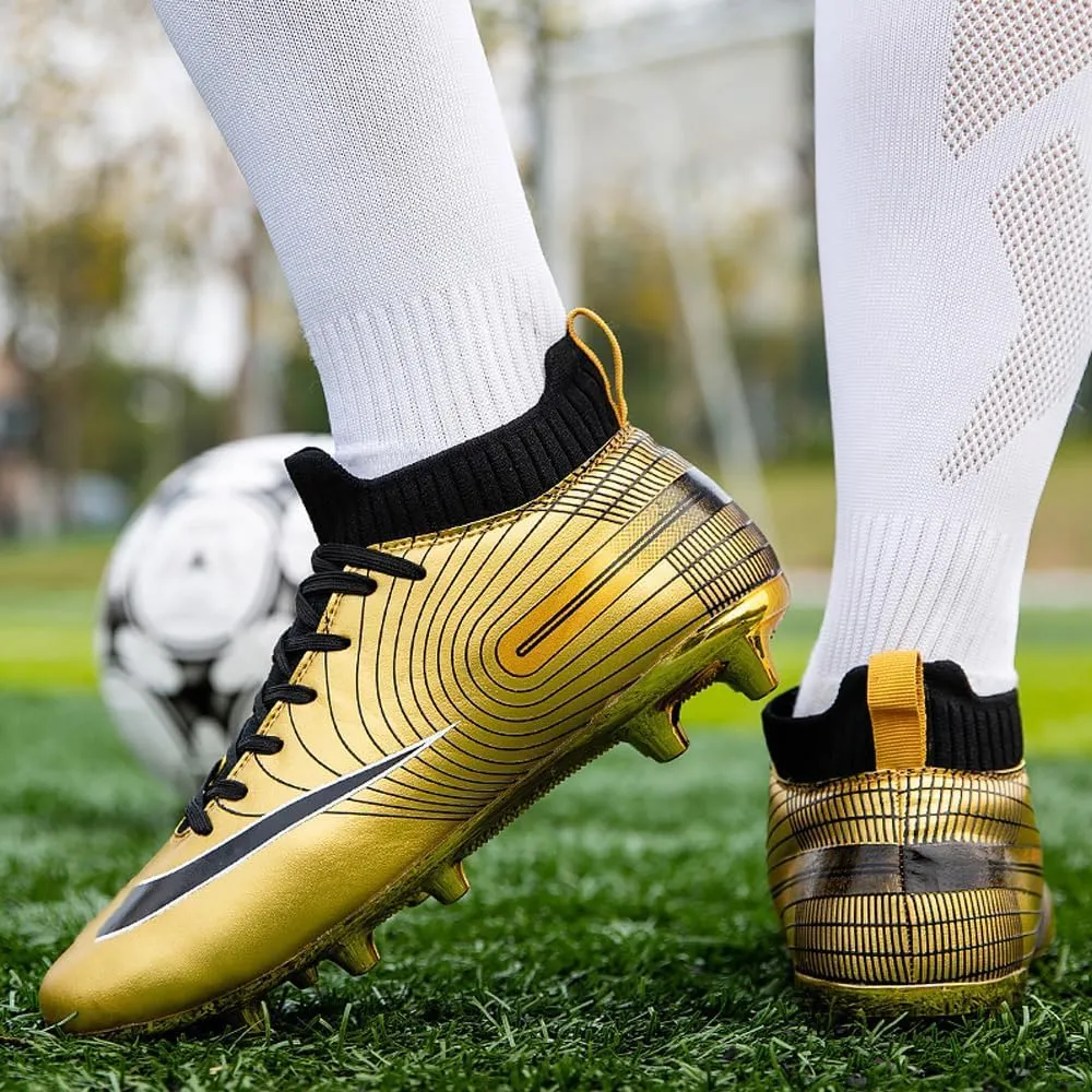Mens High-Top Soccer Cleats for Training: Breathable Soccer Boots for Professional - Non Slip Football Shoes for Youth