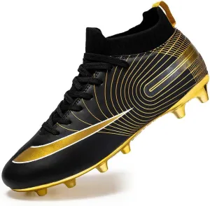 Mens High-Top Soccer Cleats for Training: Breathable Soccer Boots for Professional - Non Slip Football Shoes for Youth