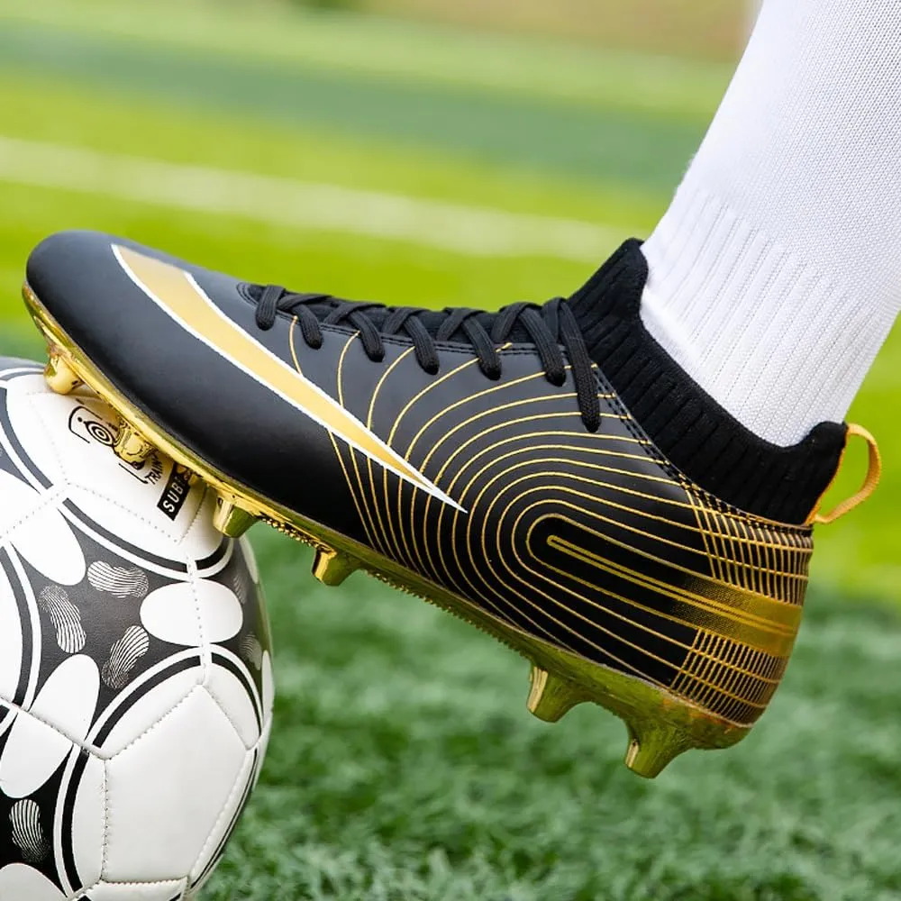 Mens High-Top Soccer Cleats for Training: Breathable Soccer Boots for Professional - Non Slip Football Shoes for Youth