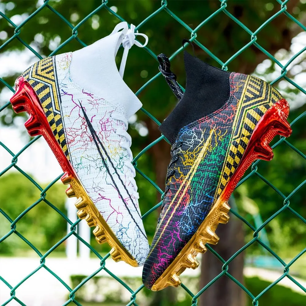 Mens High-Top Soccer Cleats for Training: Breathable Soccer Boots for Professional - Non Slip Football Shoes for Youth