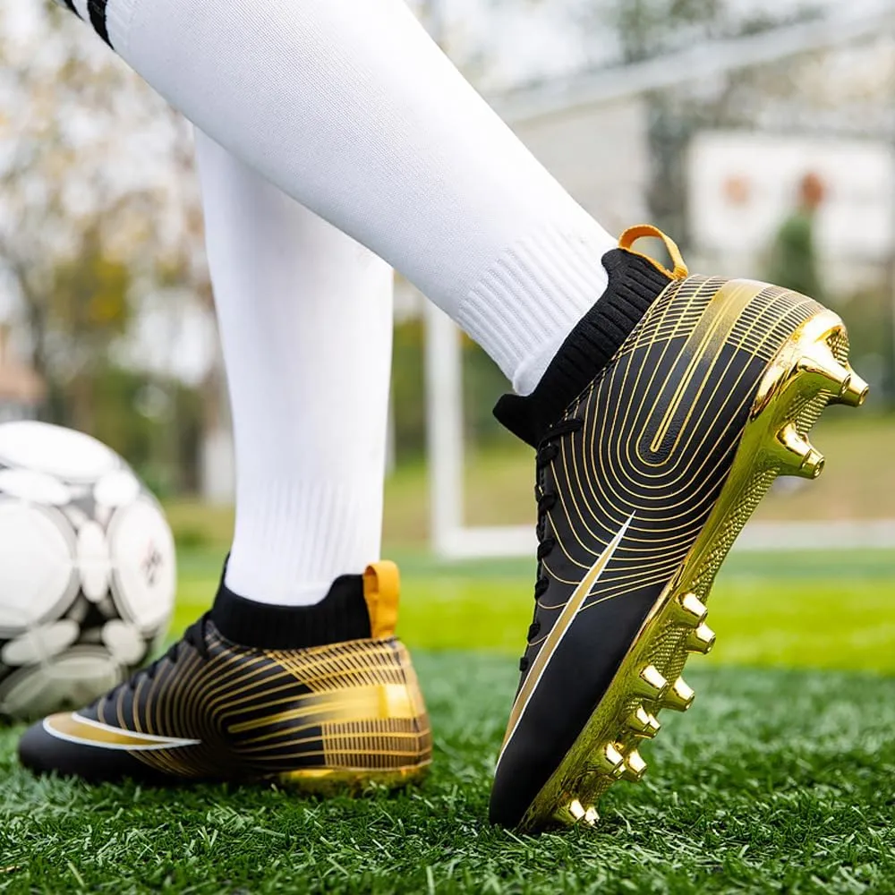 Mens High-Top Soccer Cleats for Training: Breathable Soccer Boots for Professional - Non Slip Football Shoes for Youth