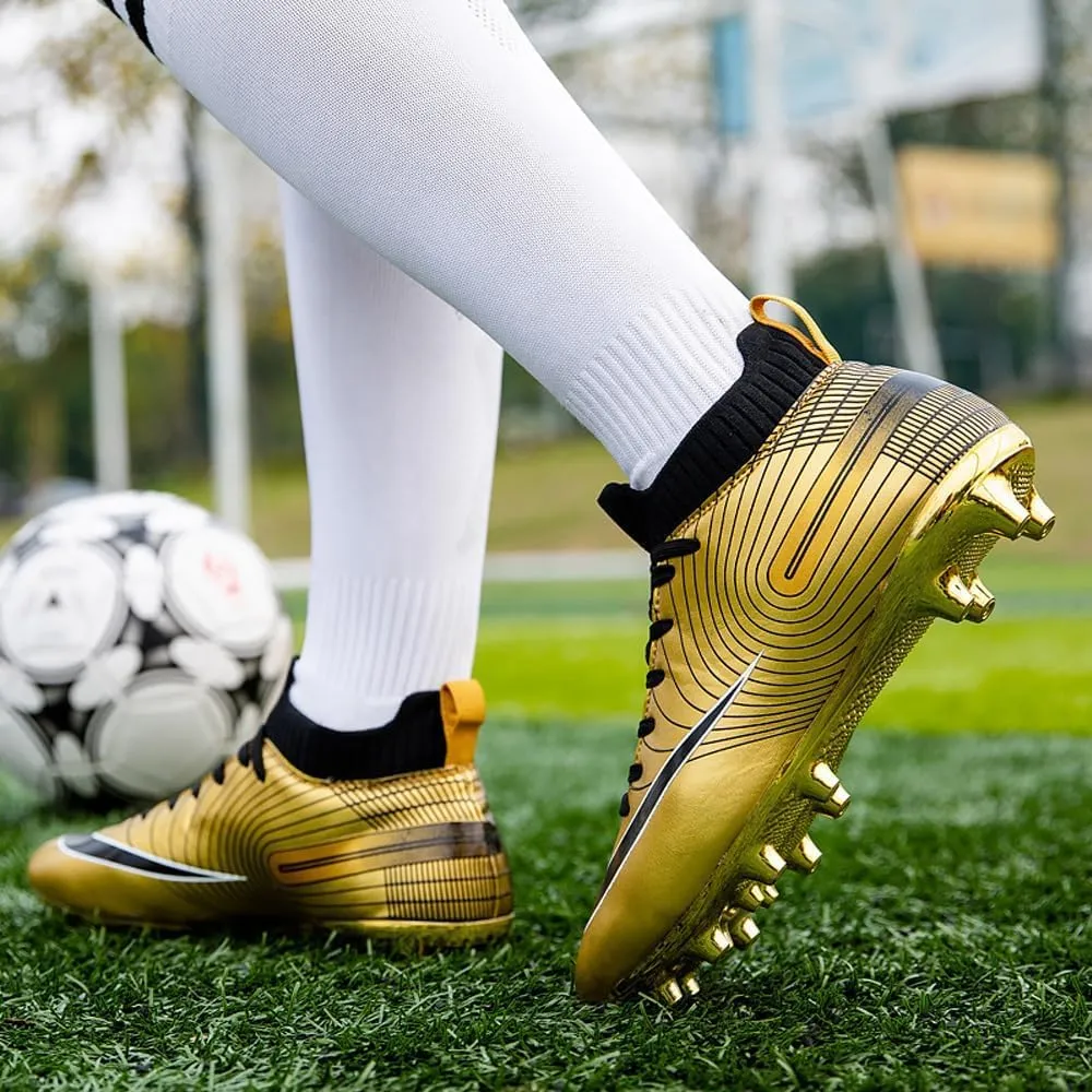 Mens High-Top Soccer Cleats for Training: Breathable Soccer Boots for Professional - Non Slip Football Shoes for Youth