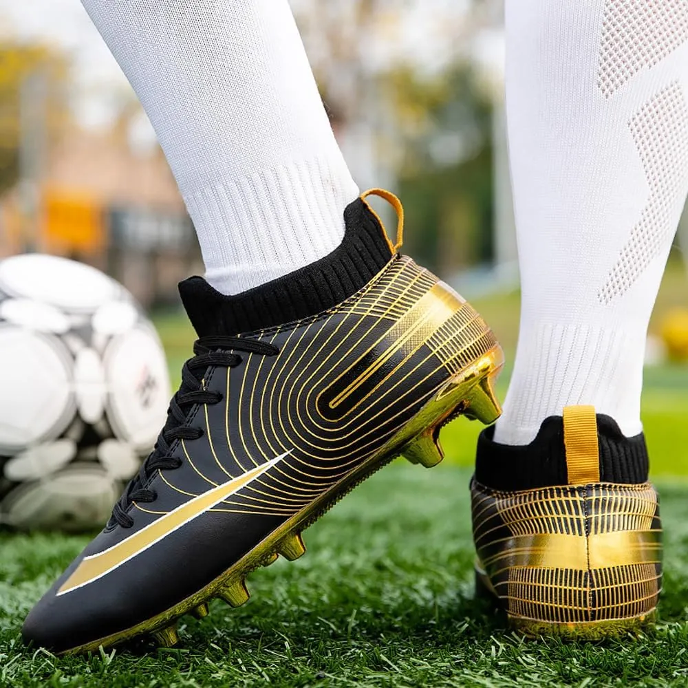 Mens High-Top Soccer Cleats for Training: Breathable Soccer Boots for Professional - Non Slip Football Shoes for Youth