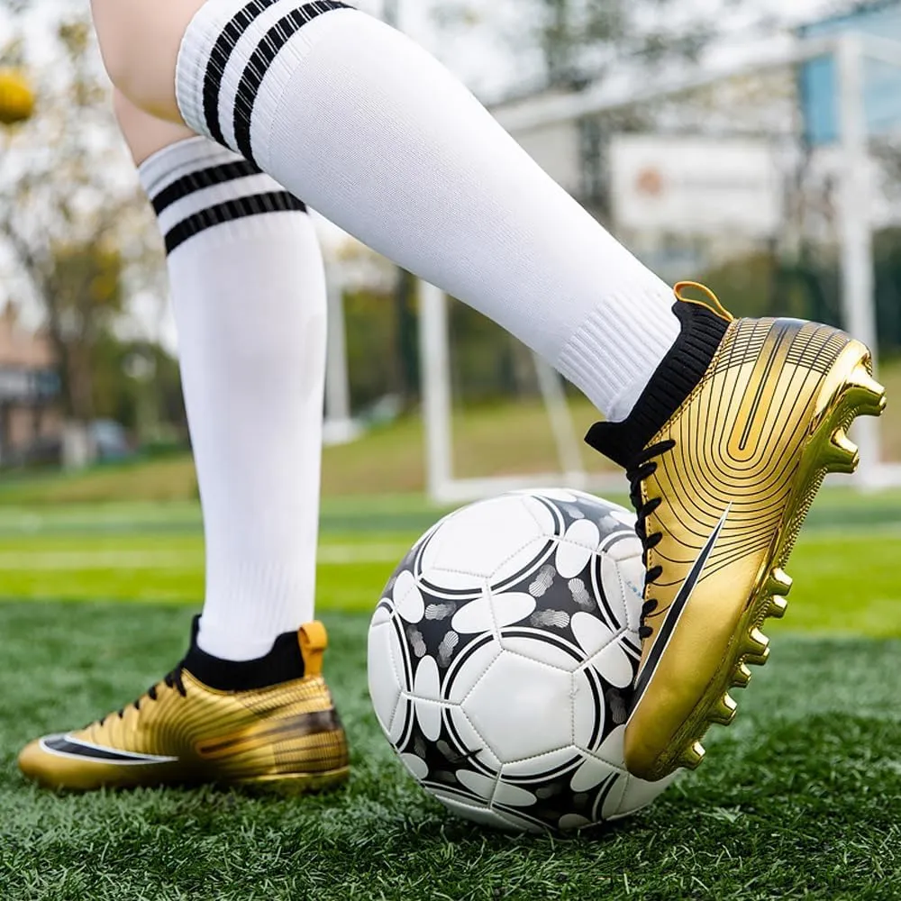 Mens High-Top Soccer Cleats for Training: Breathable Soccer Boots for Professional - Non Slip Football Shoes for Youth