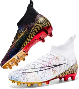 Mens High-Top Soccer Cleats for Training: Breathable Soccer Boots for Professional - Non Slip Football Shoes for Youth