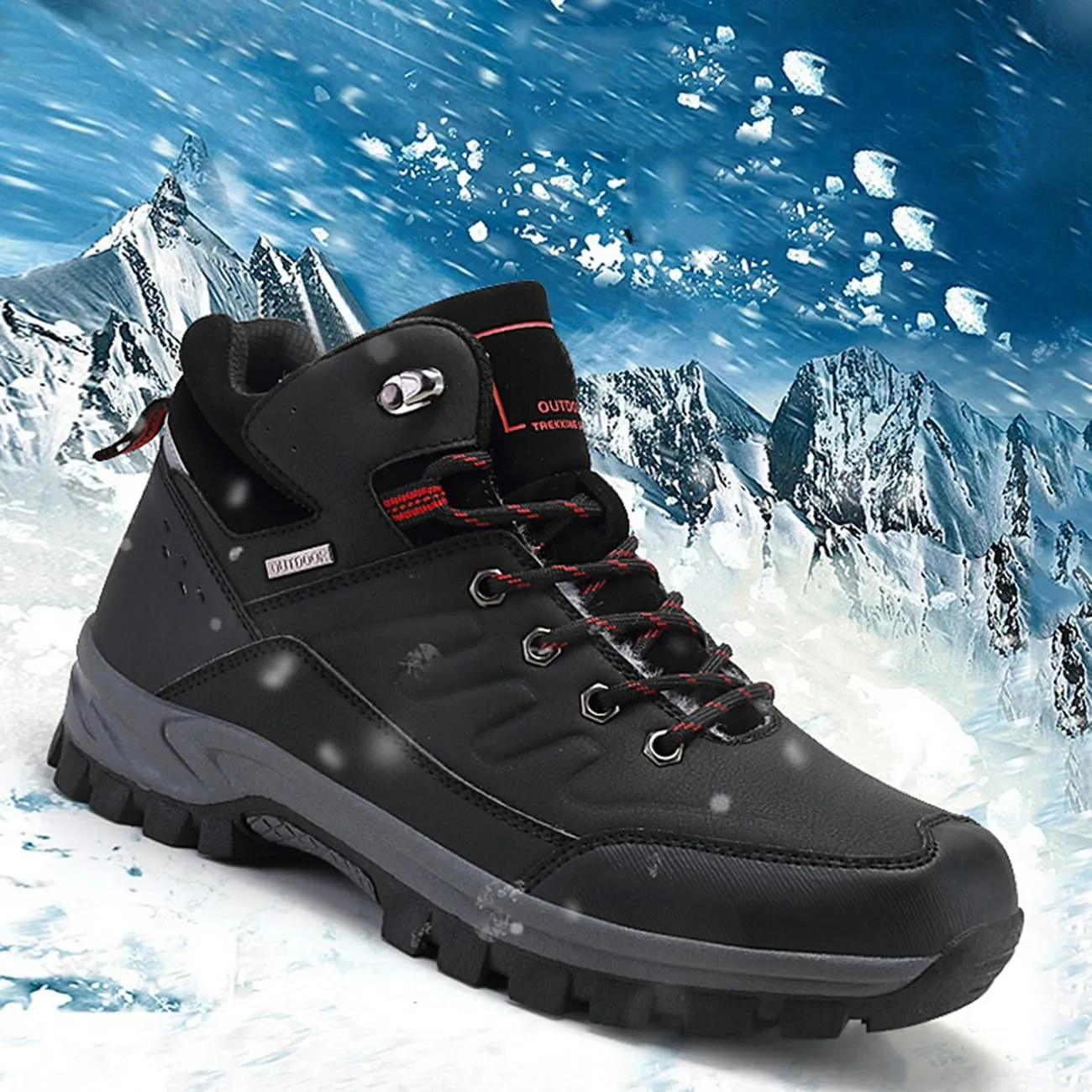 Men's Hiking Boots Outdoor Waterproof Non-Slip Work Boots Autumn Winter Trekking Snow Boots