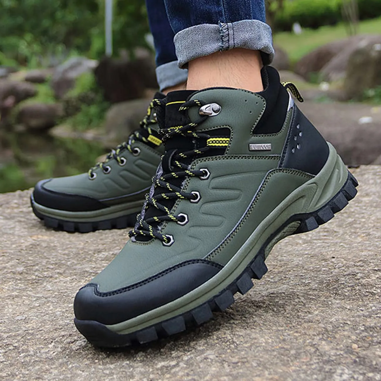 Men's Hiking Boots Outdoor Waterproof Non-Slip Work Boots Autumn Winter Trekking Snow Boots