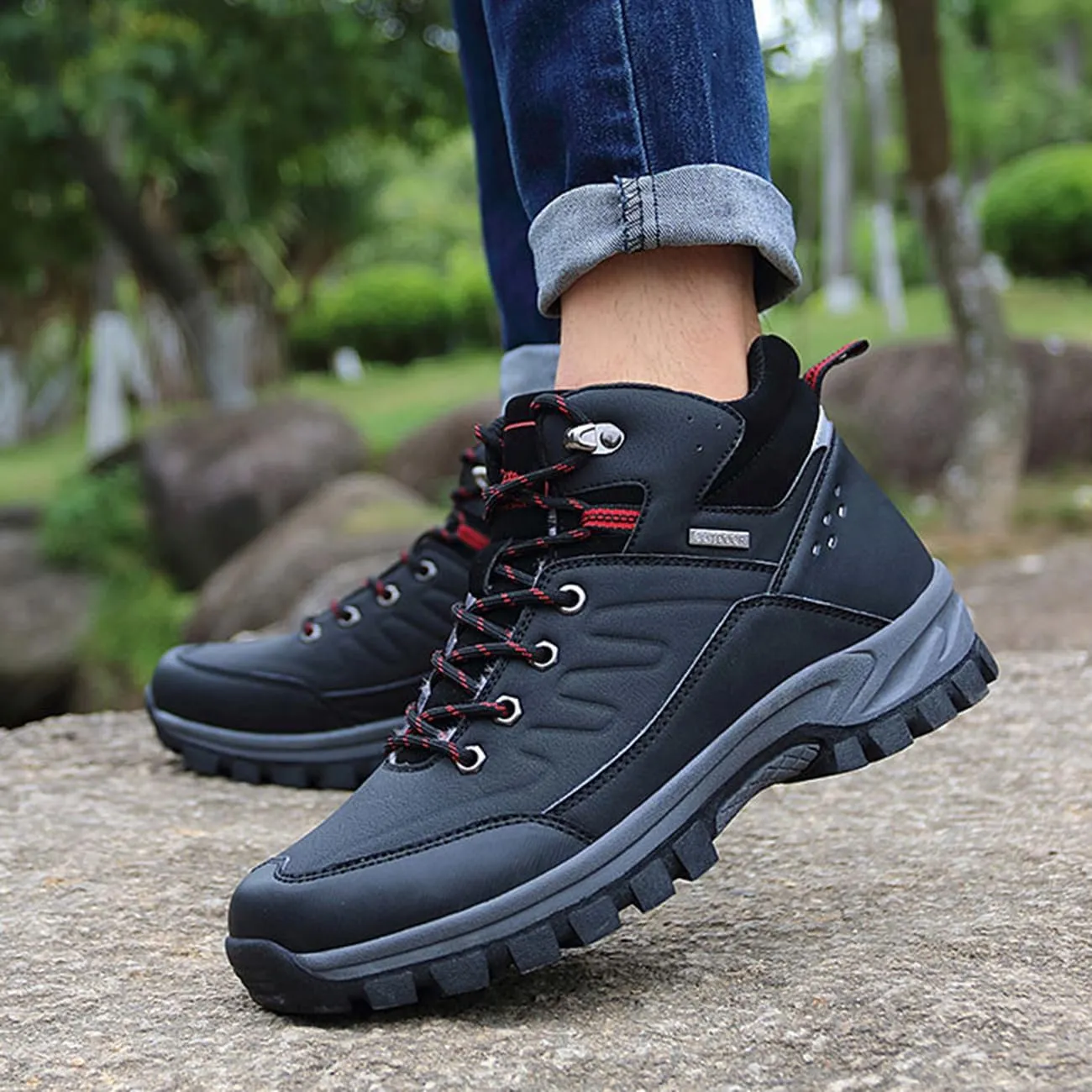 Men's Hiking Boots Outdoor Waterproof Non-Slip Work Boots Autumn Winter Trekking Snow Boots