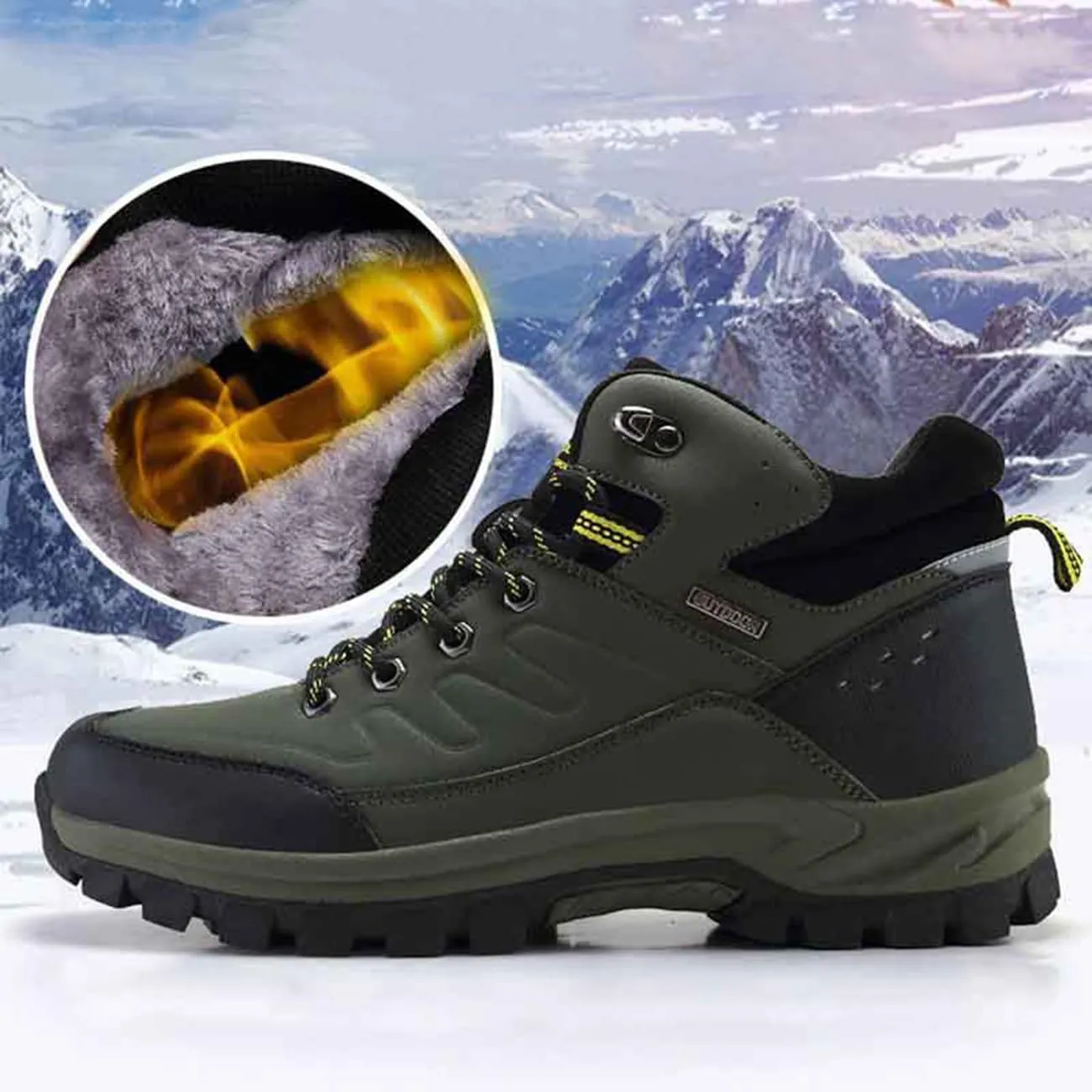 Men's Hiking Boots Outdoor Waterproof Non-Slip Work Boots Autumn Winter Trekking Snow Boots