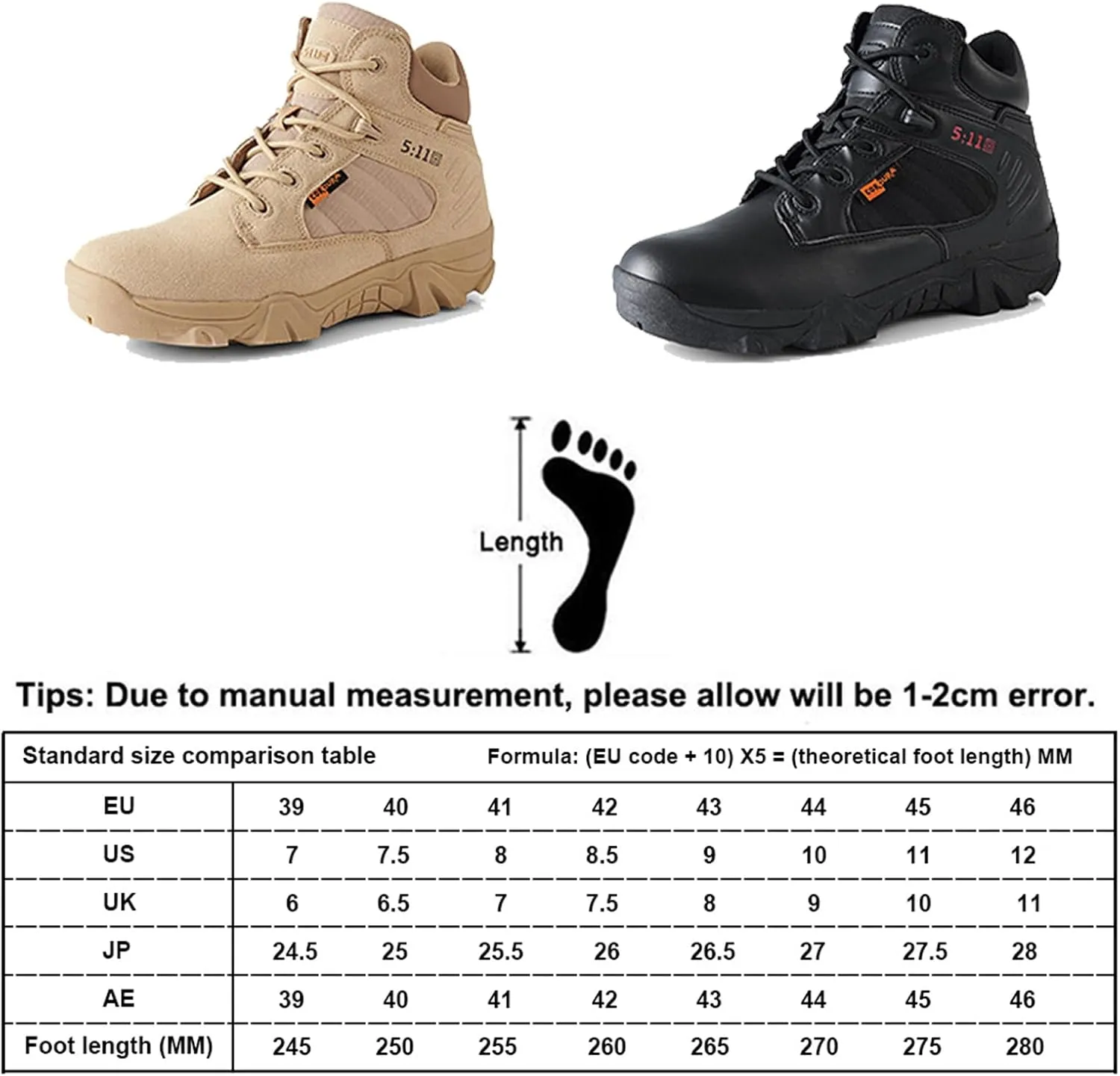 Men's Military Tactical Boots, with Side Zipper, Lightweight Army Combat Boots,Low Cut Training Shoes for Men and Women,for Outdoor Hiking, Rock Climbing, Hunting etc