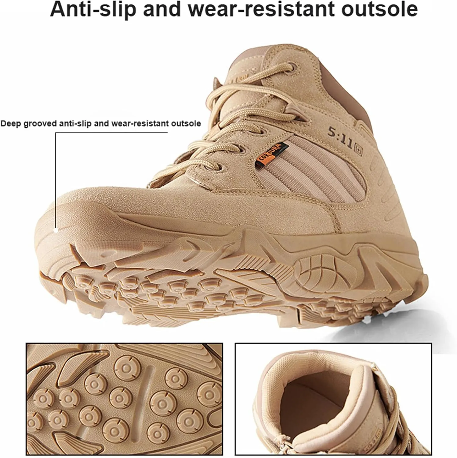 Men's Military Tactical Boots, with Side Zipper, Lightweight Army Combat Boots,Low Cut Training Shoes for Men and Women,for Outdoor Hiking, Rock Climbing, Hunting etc