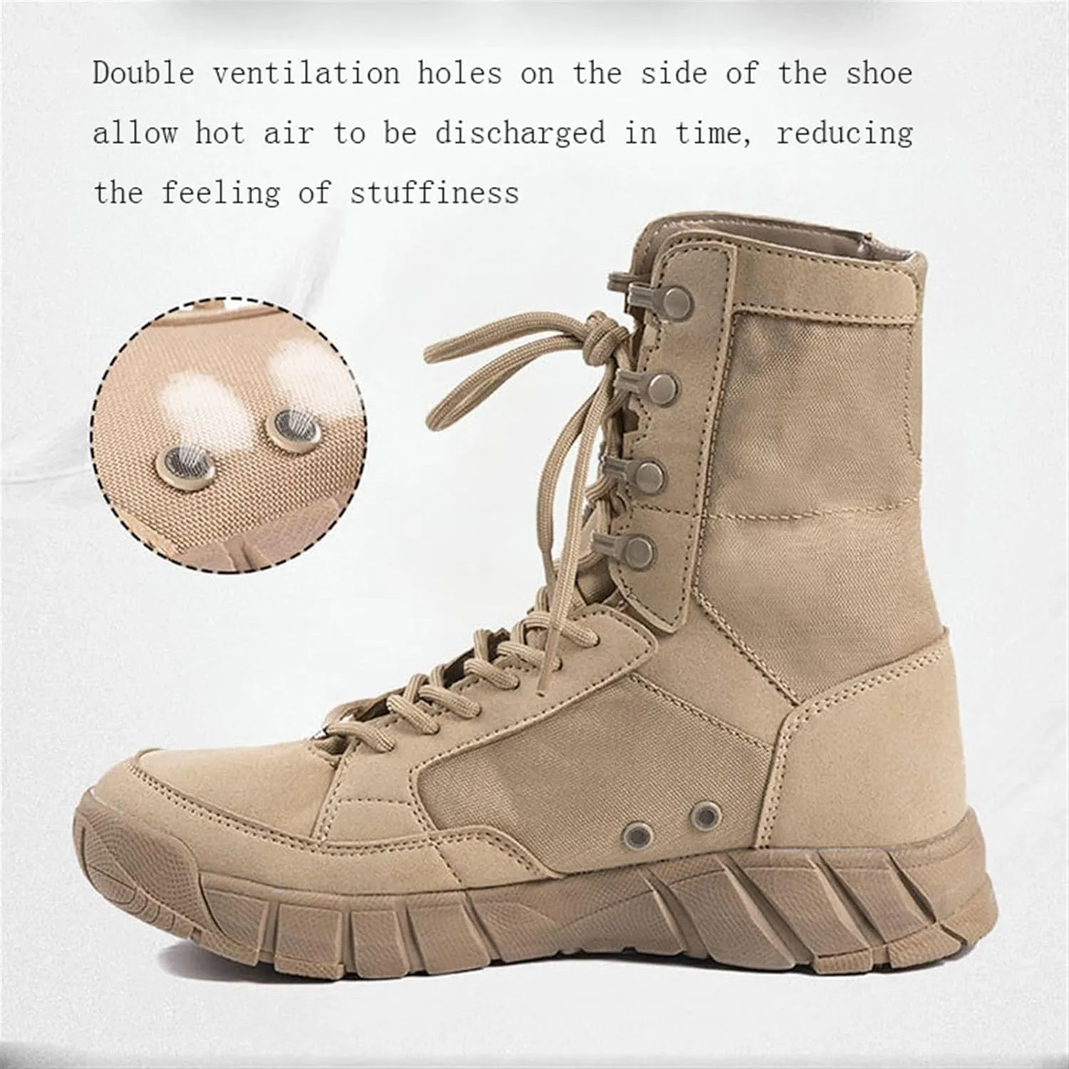 Men's Military Tactical Work Boots, Mens High Top Lace up Shock Absorption Sole Waterproof Non Slip Tactical Boots, Lightweight Comfortable Military Hiking Boots, for Work Combat