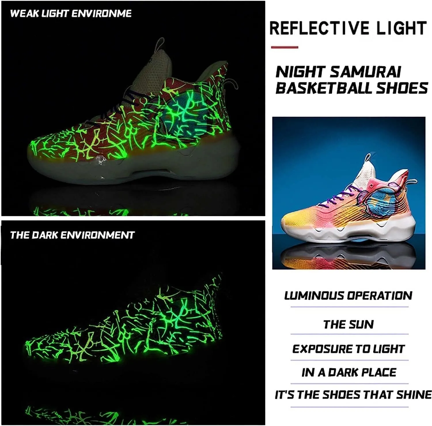 Men's Neutral Fluorescent Basketball Shoes Women's Shoes Super Light Sneakers high top Graffiti Style Combat Shoes