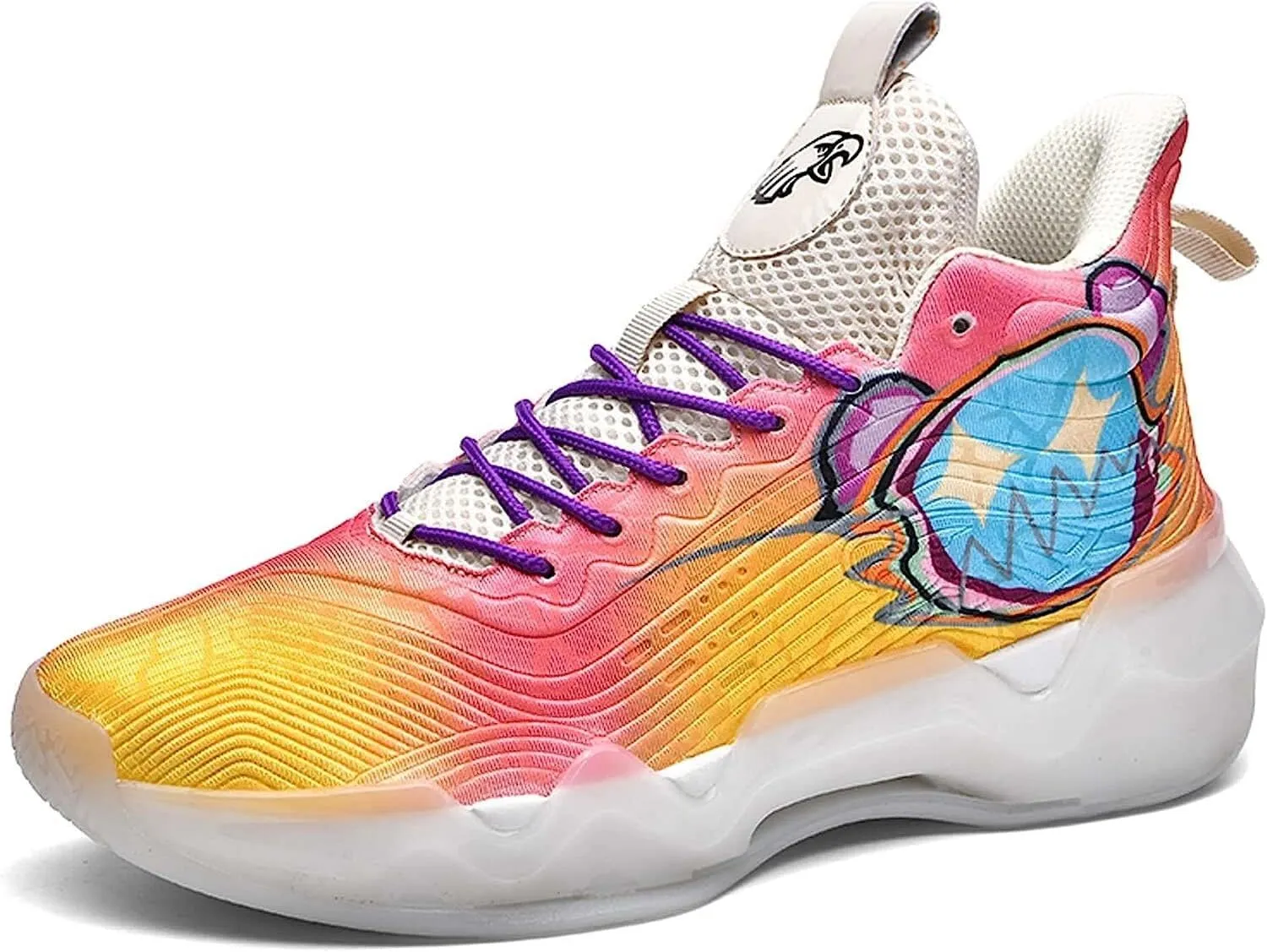 Men's Neutral Fluorescent Basketball Shoes Women's Shoes Super Light Sneakers high top Graffiti Style Combat Shoes