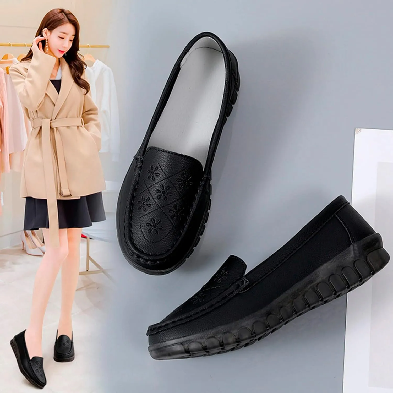 Mens Shoes Slip On Platform Sneakers for Women Women Loafers Shoes Casual Fashion Closed Head Christmas Dress Shoes for Women Slip on Non Slip Low Top Casual