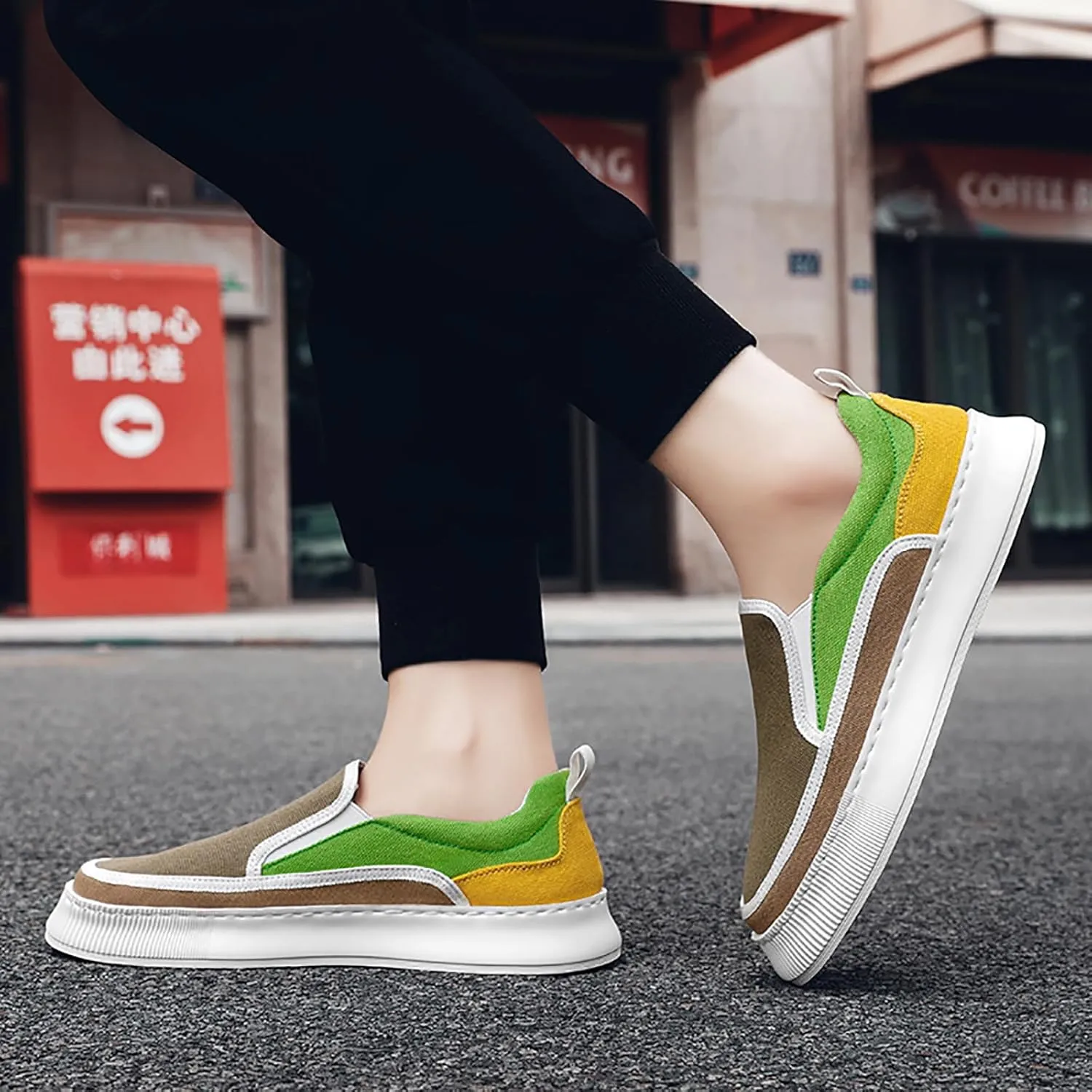 Men's Slip On Loafers Low Top Flat Canvas Shoes Comfortable Casual Walking Sneakers