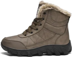 Mens Snow Boots Waterproof Warm Wool Lining Winter Hiking Boots,Non-Slip Outdoor Comfort Warm Work Boots Hiker Trekking Trail