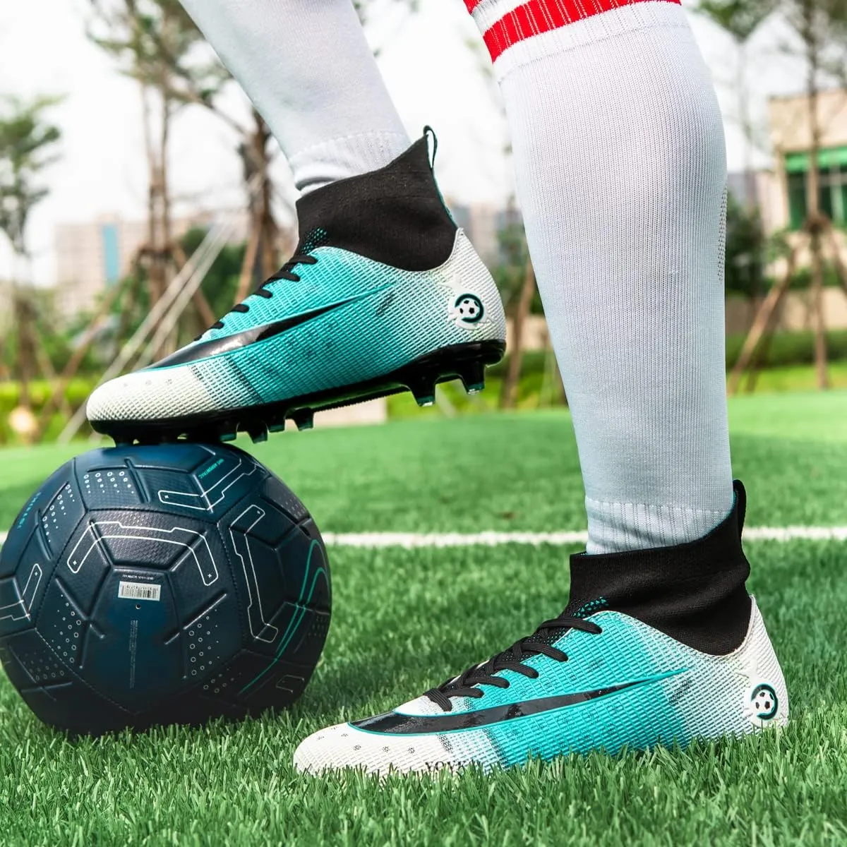 Mens Soccer Cleats Football Boots Spikes Shoes High-Top Outdoor/Indoor Training Athletic Sneaker