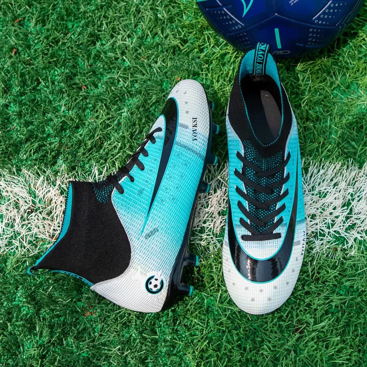 Mens Soccer Cleats Football Boots Spikes Shoes High-Top Outdoor/Indoor Training Athletic Sneaker