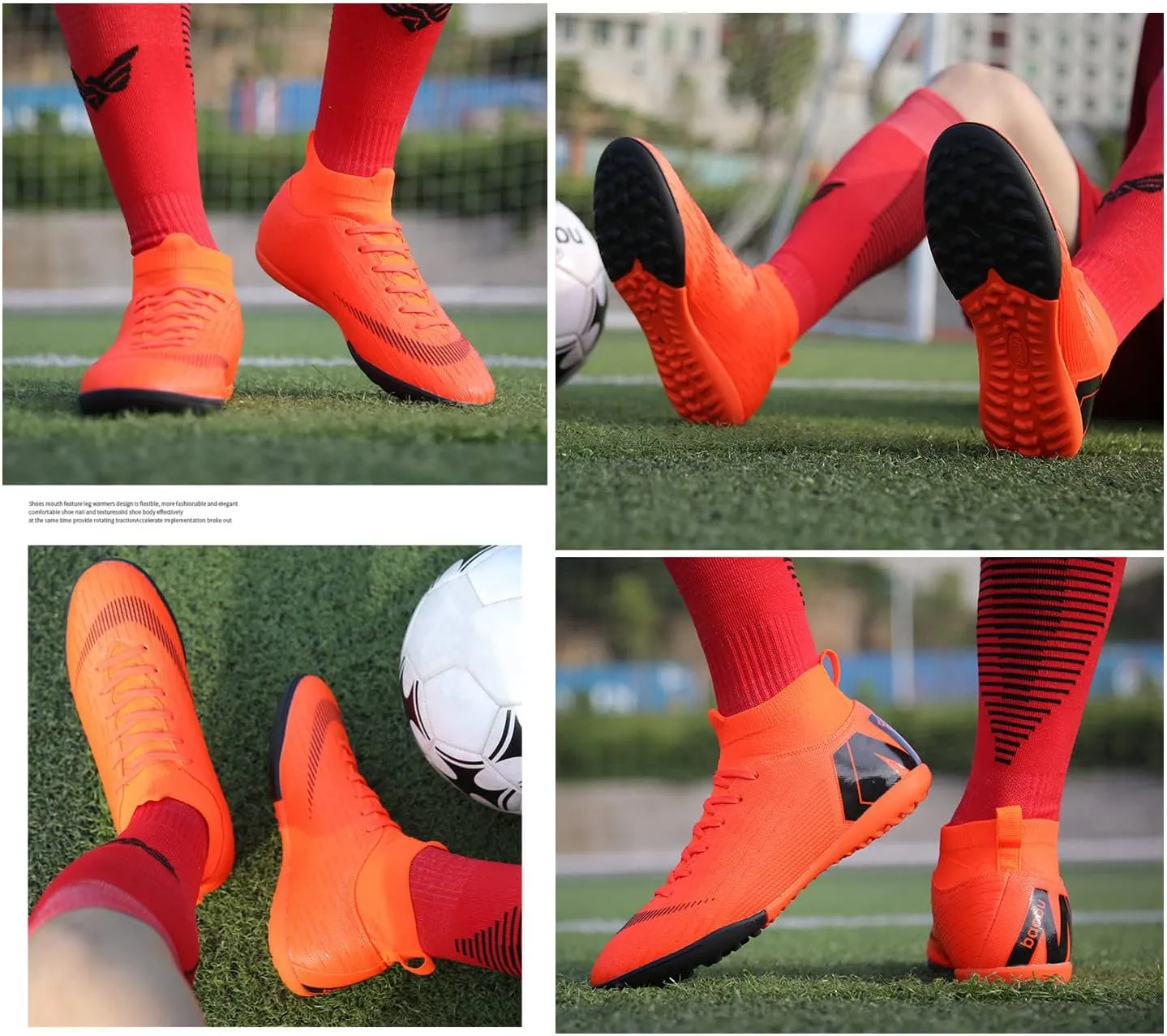 Men's Soccer Cleats Shoes Turf Indoor Football Cleats High Top Breathable Soccer Shoes Outdoor Training TF/AG
