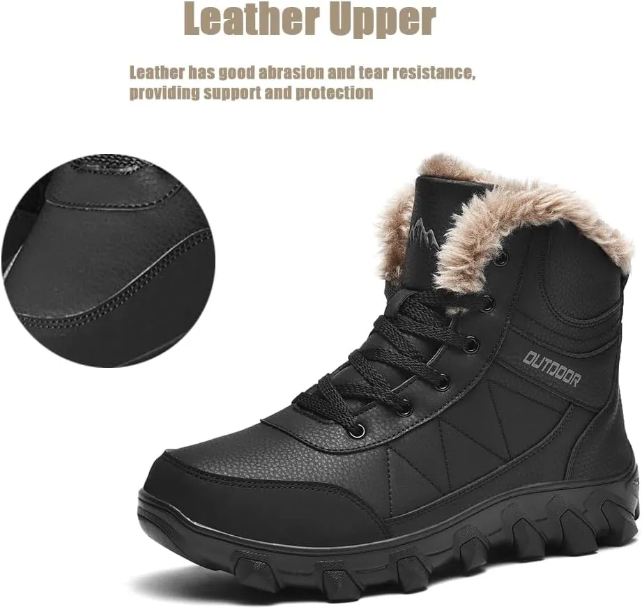 Men's Warm Snow Boots for Trekking: Comfort Winter Hiking Boots for Outdoor - Non Slip Cold Weather Shoes for Male