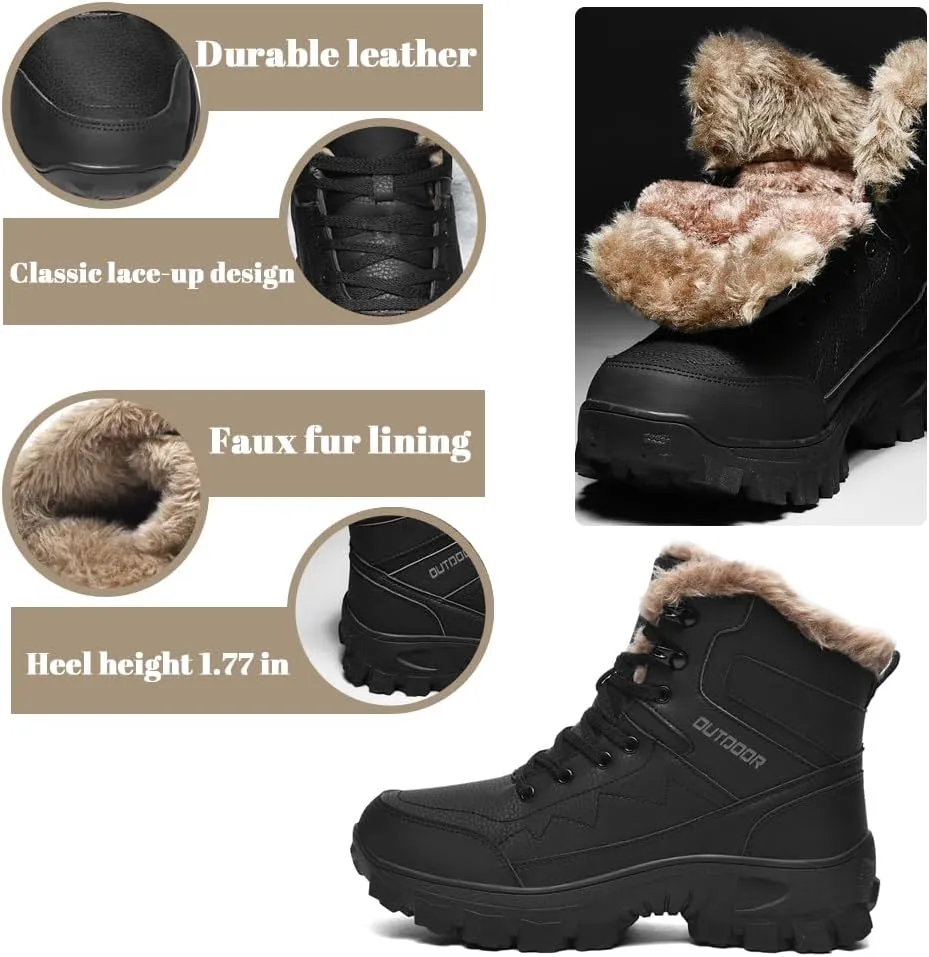 Men's Warm Snow Boots for Trekking: Comfort Winter Hiking Boots for Outdoor - Non Slip Cold Weather Shoes for Male