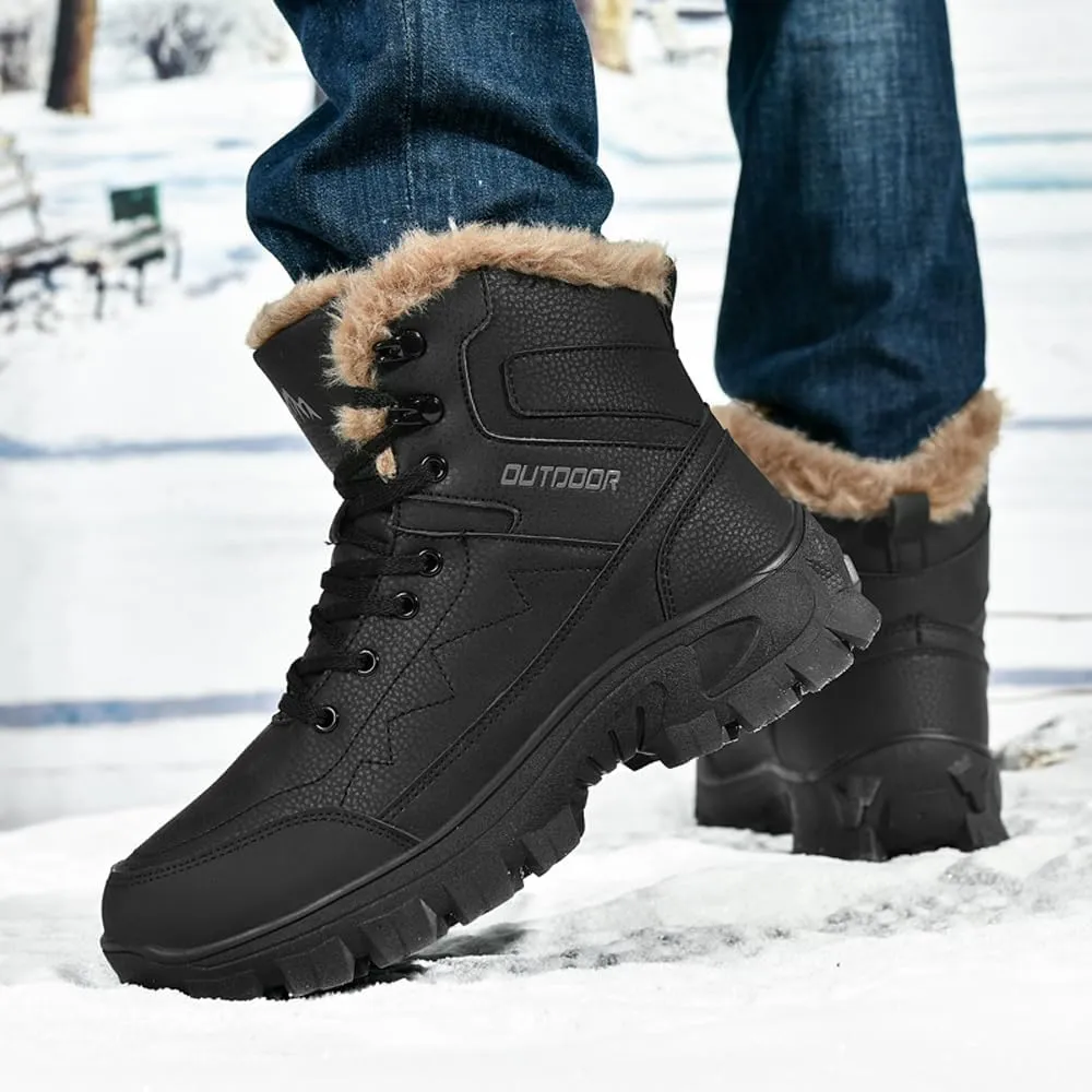 Men's Warm Snow Boots for Trekking: Comfort Winter Hiking Boots for Outdoor - Non Slip Cold Weather Shoes for Male