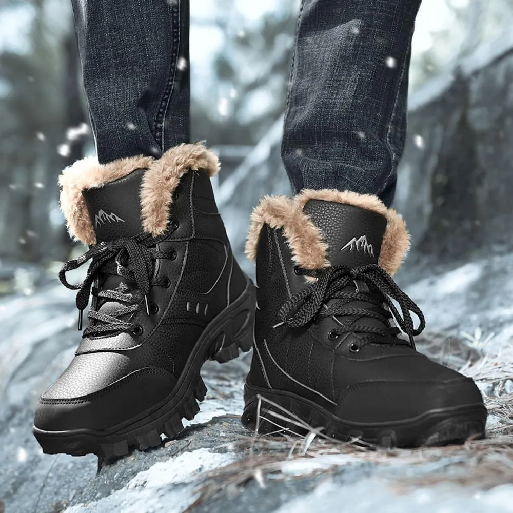 Men's Warm Snow Boots for Trekking: Comfort Winter Hiking Boots for Outdoor - Non Slip Cold Weather Shoes for Male
