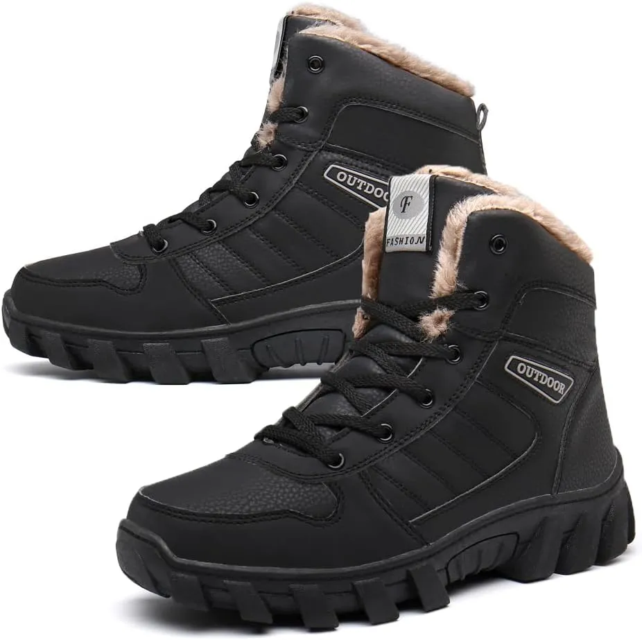 Men's Warm Snow Boots for Trekking: Comfort Winter Hiking Boots for Outdoor - Non Slip Cold Weather Shoes for Male
