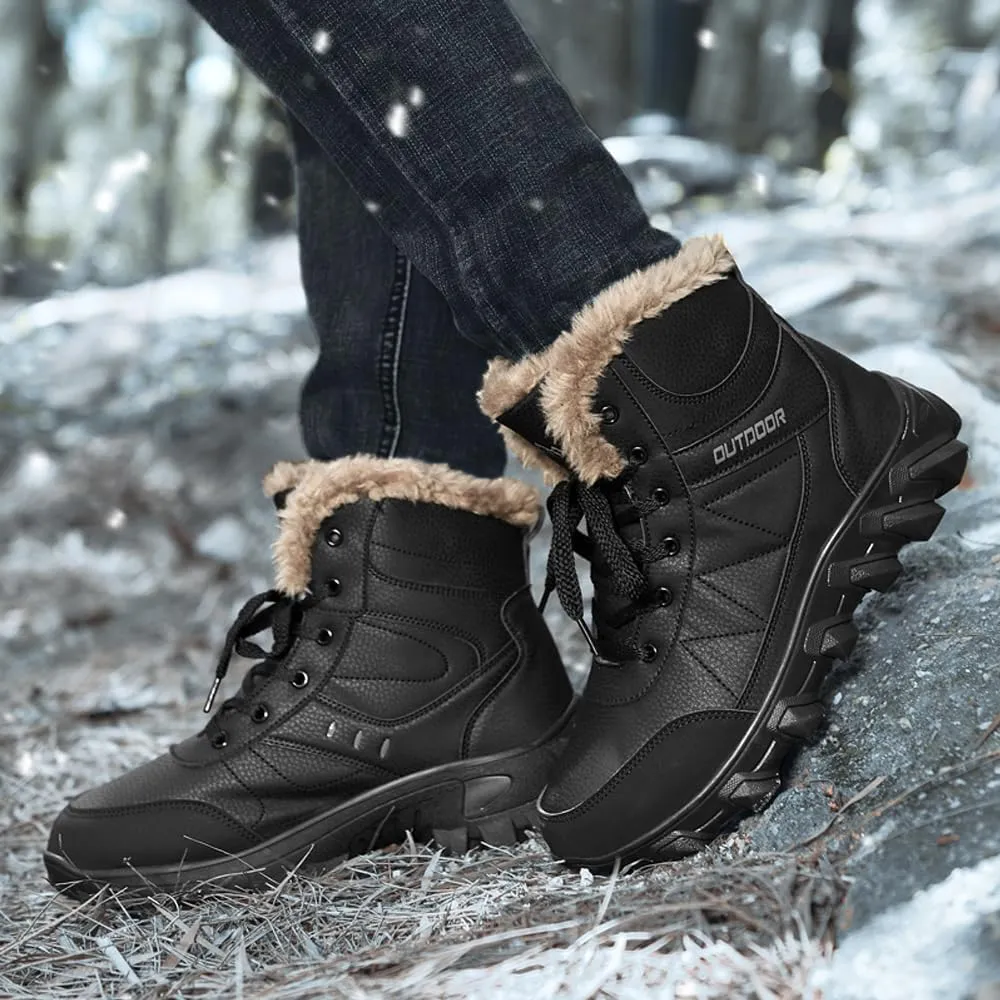 Men's Warm Snow Boots for Trekking: Comfort Winter Hiking Boots for Outdoor - Non Slip Cold Weather Shoes for Male