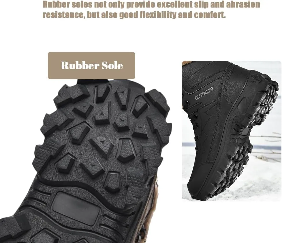 Men's Warm Snow Boots for Trekking: Comfort Winter Hiking Boots for Outdoor - Non Slip Cold Weather Shoes for Male