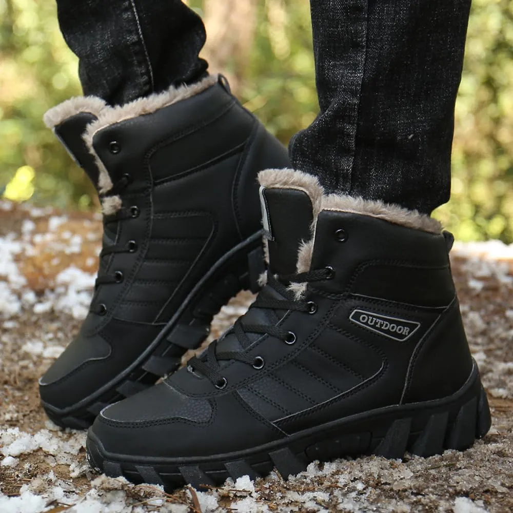 Men's Warm Snow Boots for Trekking: Comfort Winter Hiking Boots for Outdoor - Non Slip Cold Weather Shoes for Male