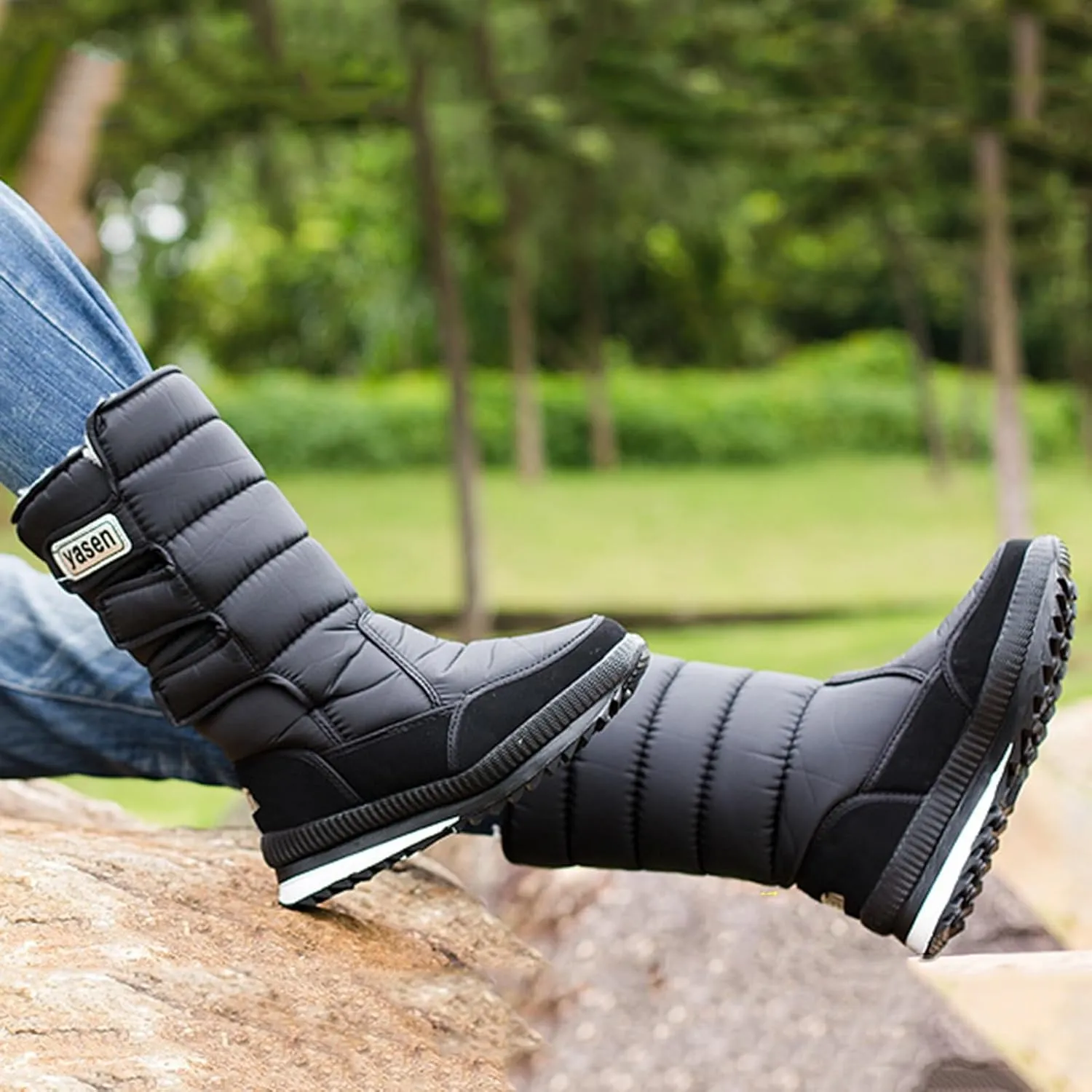 Mens Winter Boots Waterproof Insulated,High Top Comfortable Cold-Weather Snow Boots for Men,Hiking Warm Platform Snow Boots,Slip Resistant