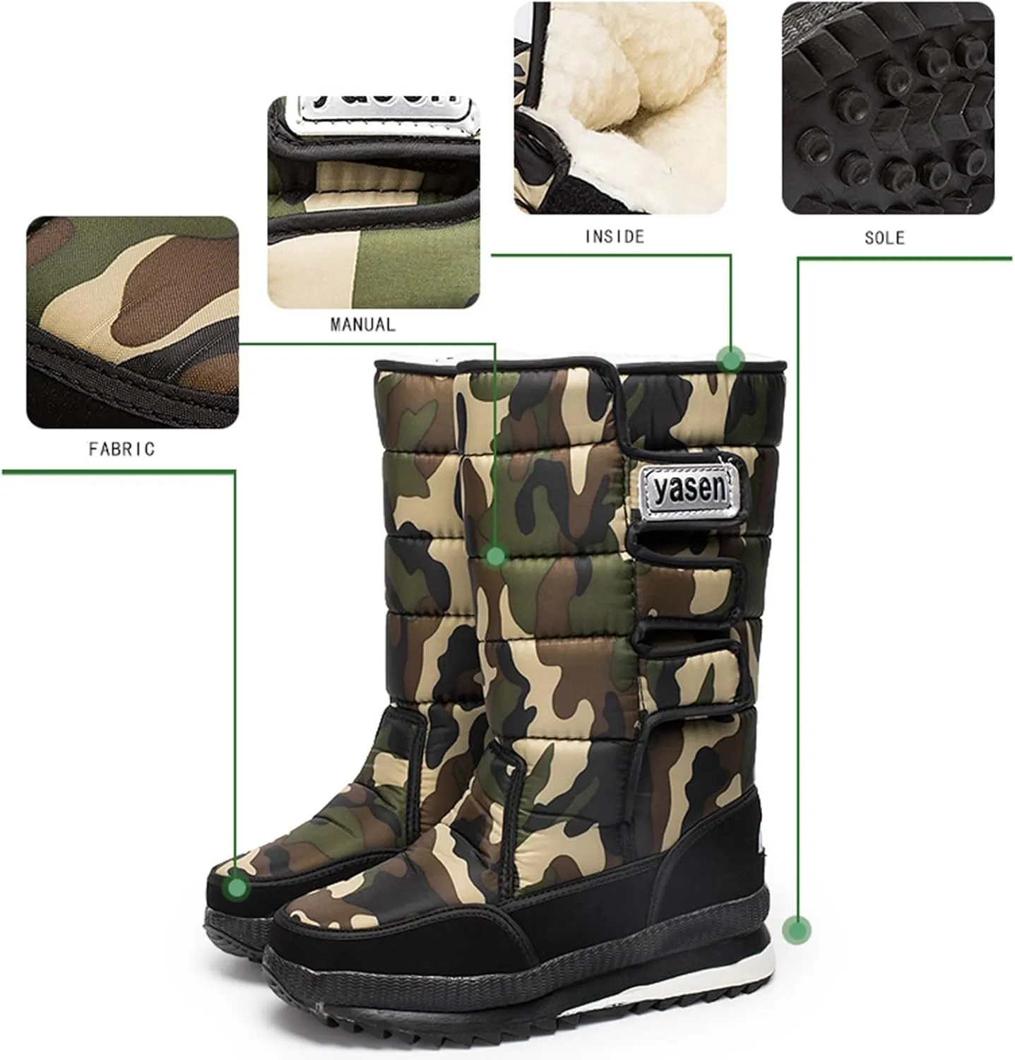 Mens Winter Boots Waterproof Insulated,High Top Comfortable Cold-Weather Snow Boots for Men,Hiking Warm Platform Snow Boots,Slip Resistant