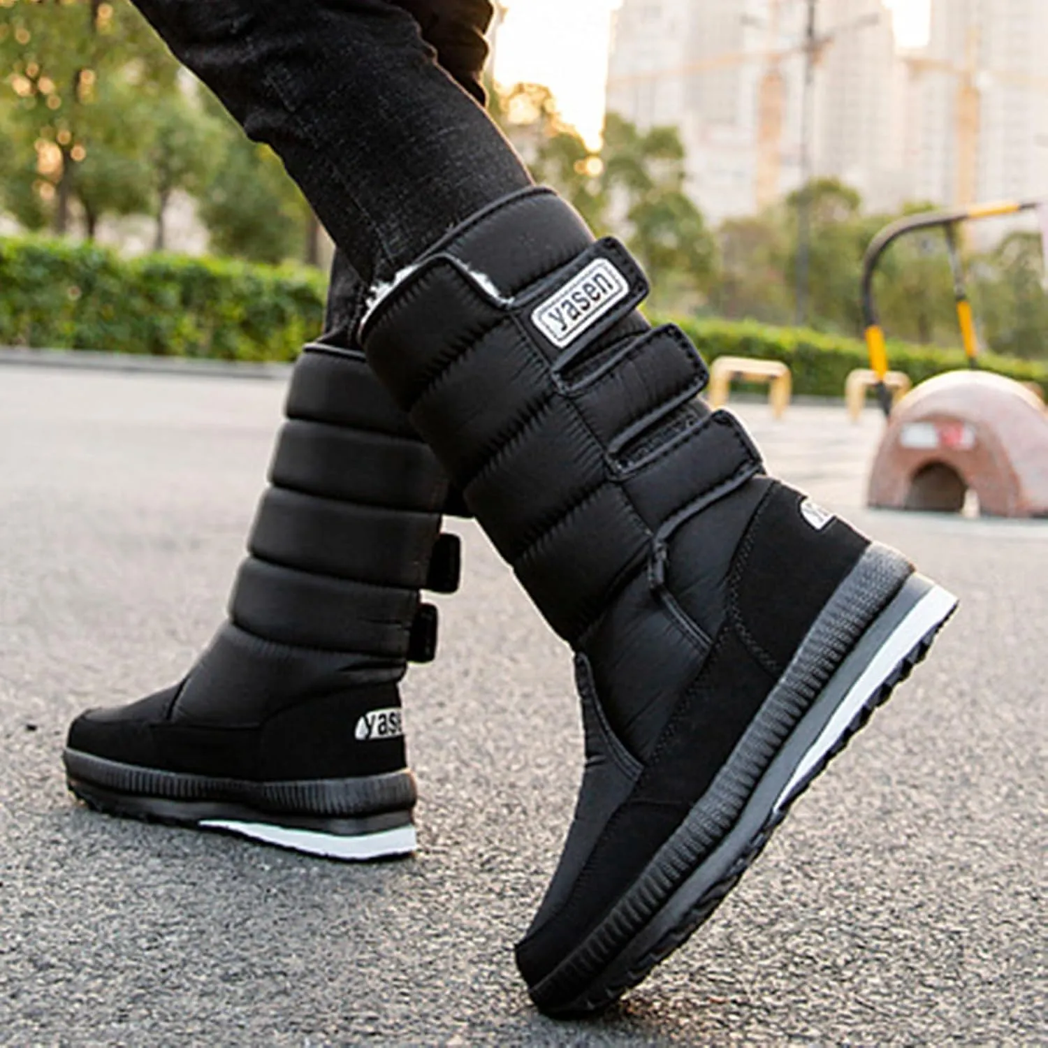 Mens Winter Boots Waterproof Insulated,High Top Comfortable Cold-Weather Snow Boots for Men,Hiking Warm Platform Snow Boots,Slip Resistant