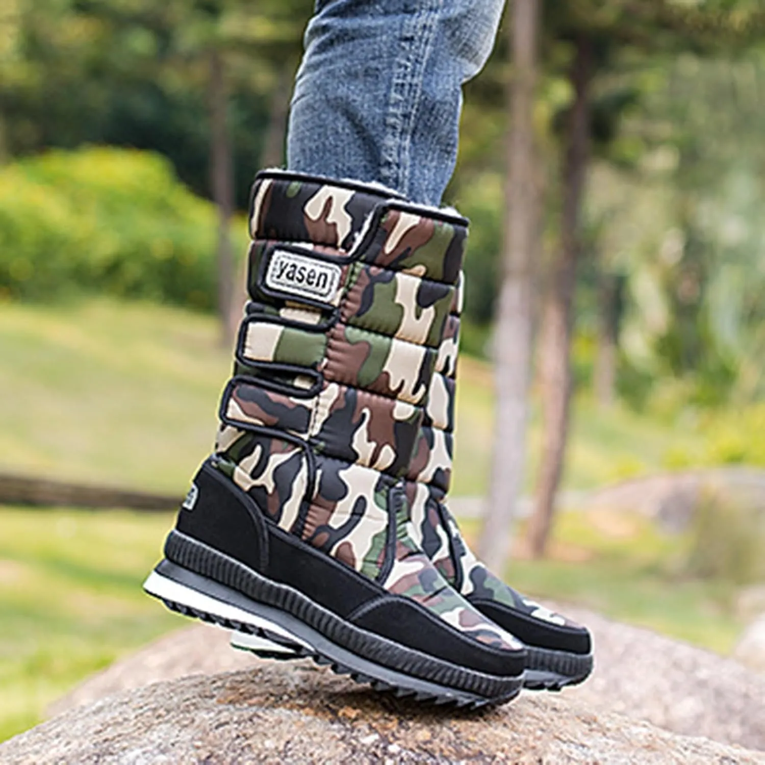 Mens Winter Boots Waterproof Insulated,High Top Comfortable Cold-Weather Snow Boots for Men,Hiking Warm Platform Snow Boots,Slip Resistant