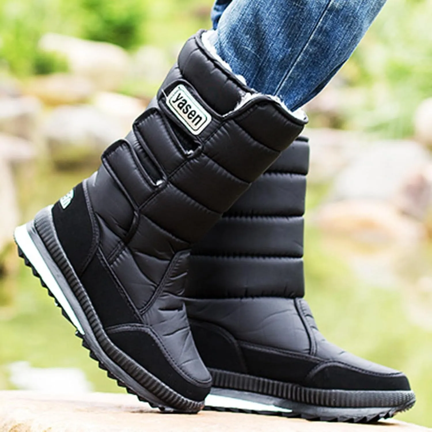Mens Winter Boots Waterproof Insulated,High Top Comfortable Cold-Weather Snow Boots for Men,Hiking Warm Platform Snow Boots,Slip Resistant