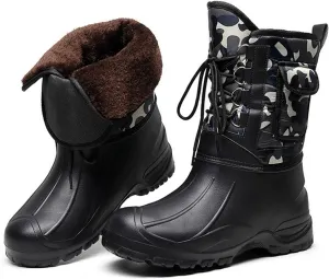 Mens Winter Boots Waterproof Insulated,Outdoor Hiking Fishing Snow Boots for Men,Comfortable Cold-Weather Warm Fur Lined Boots,Slip Resistant