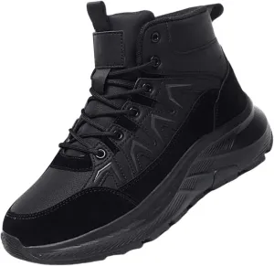 Mens Winter Snow Boots Warm Plush Lined Hiking Boots Anti-Slip Walking Ankle Boots Leather Outdoor Boot