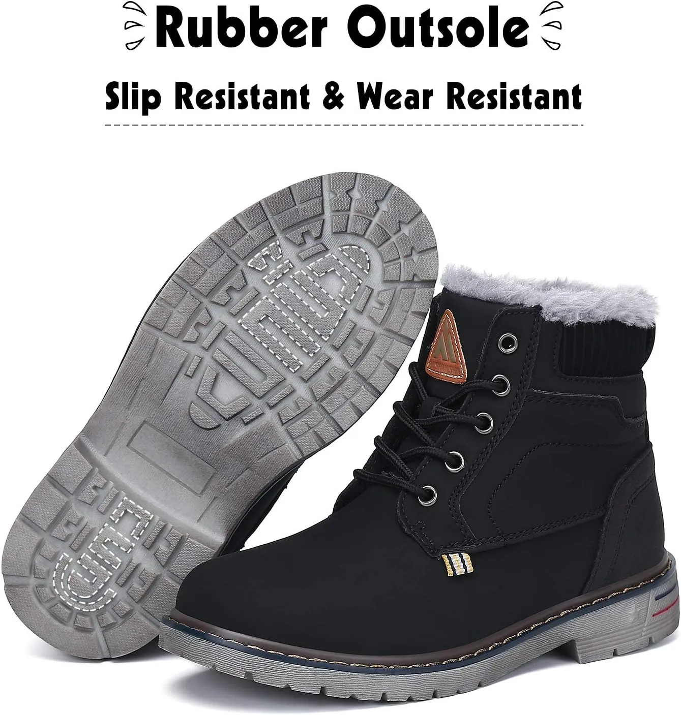Mishansha Boy's Girl's Winter Snow Boots Waterproof Kids Hiking Boots Cold Weather Outdoor Fur Lined Warm Walking Boot Shoes