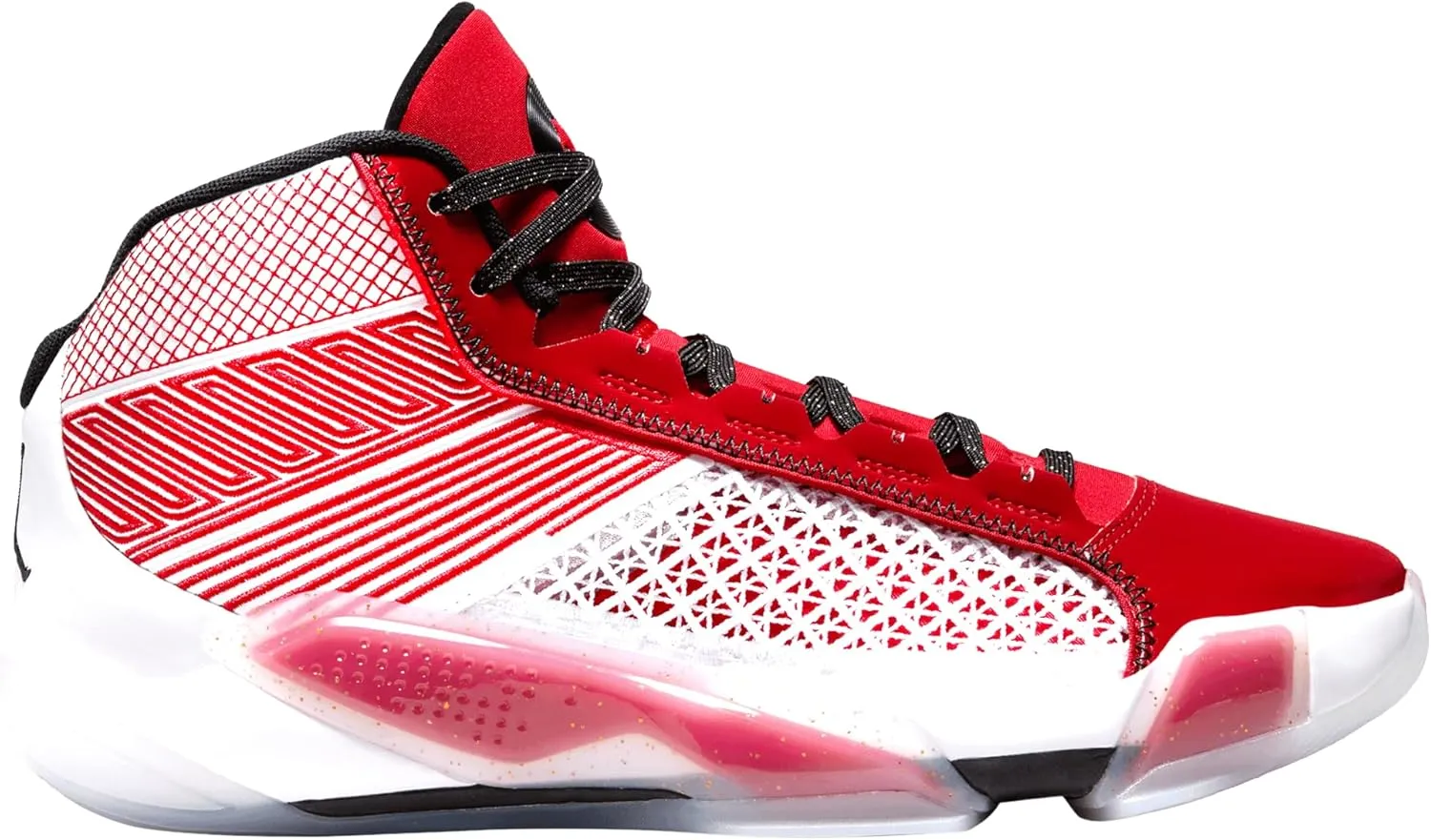 NIKE Air Jordan XXXVIII FIBA Basketball Shoes (FN7481-100, White/Pure Platinum/Metallic Gold)