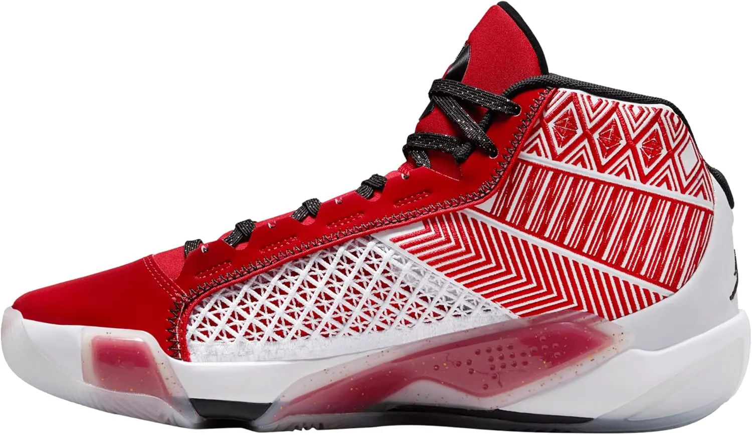 NIKE Air Jordan XXXVIII FIBA Basketball Shoes (FN7481-100, White/Pure Platinum/Metallic Gold)