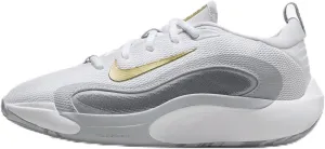 Nike IsoFly Big Kids' Basketball Shoes (FN4384-100, White/Cool Grey/Wolf Grey/Metallic Gold Star) Size 5