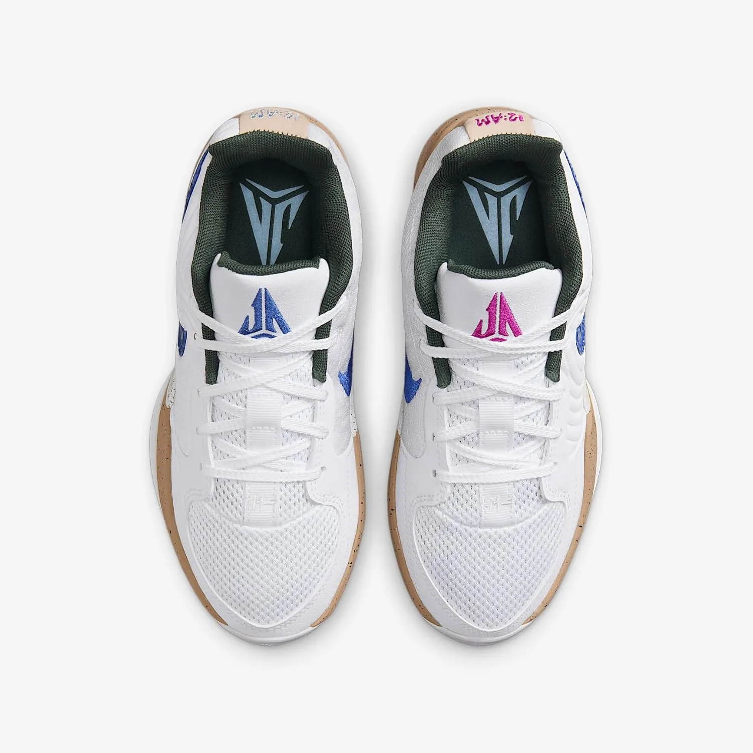 Nike Ja 2 'Big Kids' Basketball Shoes (FV5633-101, White/Hemp/Vintage Green/Astronomy Blue)