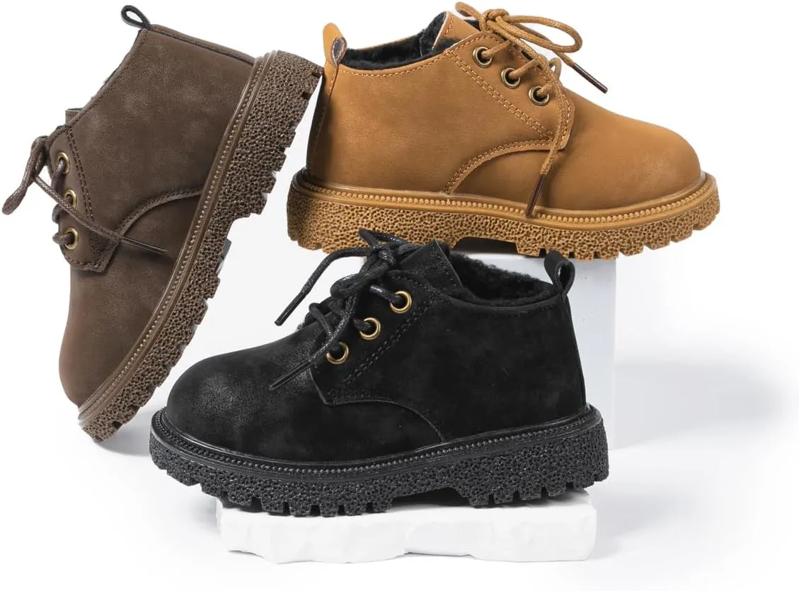 Oamico Toddler Boys Girls Hiking Boots Little Kid Work Boots Outdoor Non Slip Lace Up Winter Snow Ankle Boots