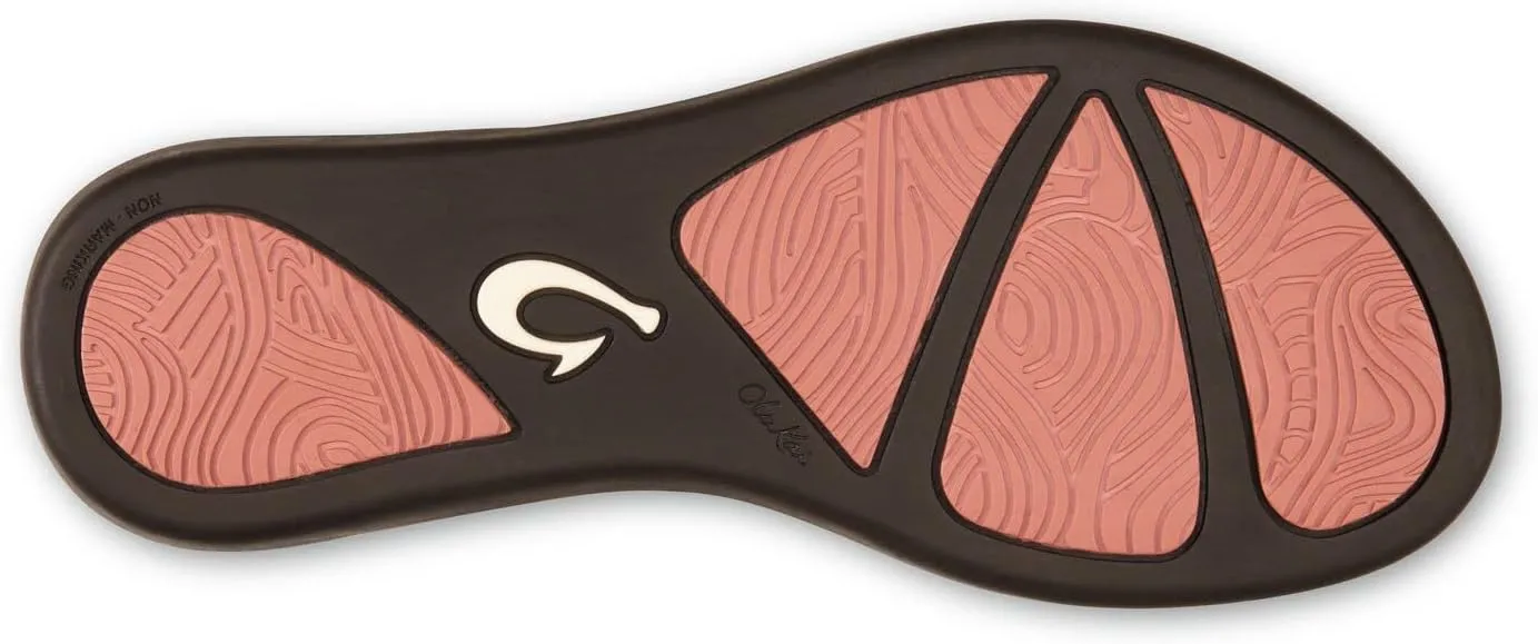 OLUKAI Ho'opio Leather Women's Beach Sandals, Full-Grain Leather Flip-Flop Slides, Modern Low Profile Design & Comfortable Fit