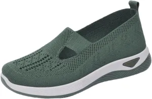 Orthowalkway Womens Shoes,Zapatos Ortopédicos, Lightweight Flat, Slip-On Breathable Mesh Trainers, Jogging Shoes